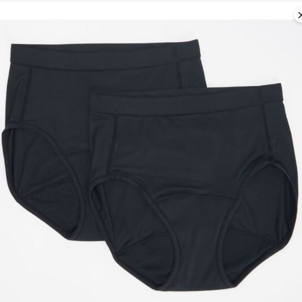 Breezies Leak Proof Set of 2 Hi-Cut Panty - Black - Small